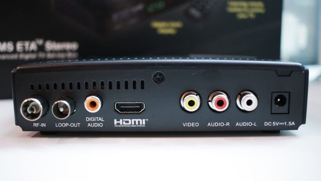 Ports at the back of NMS ETA Digital TV Set-Top Box