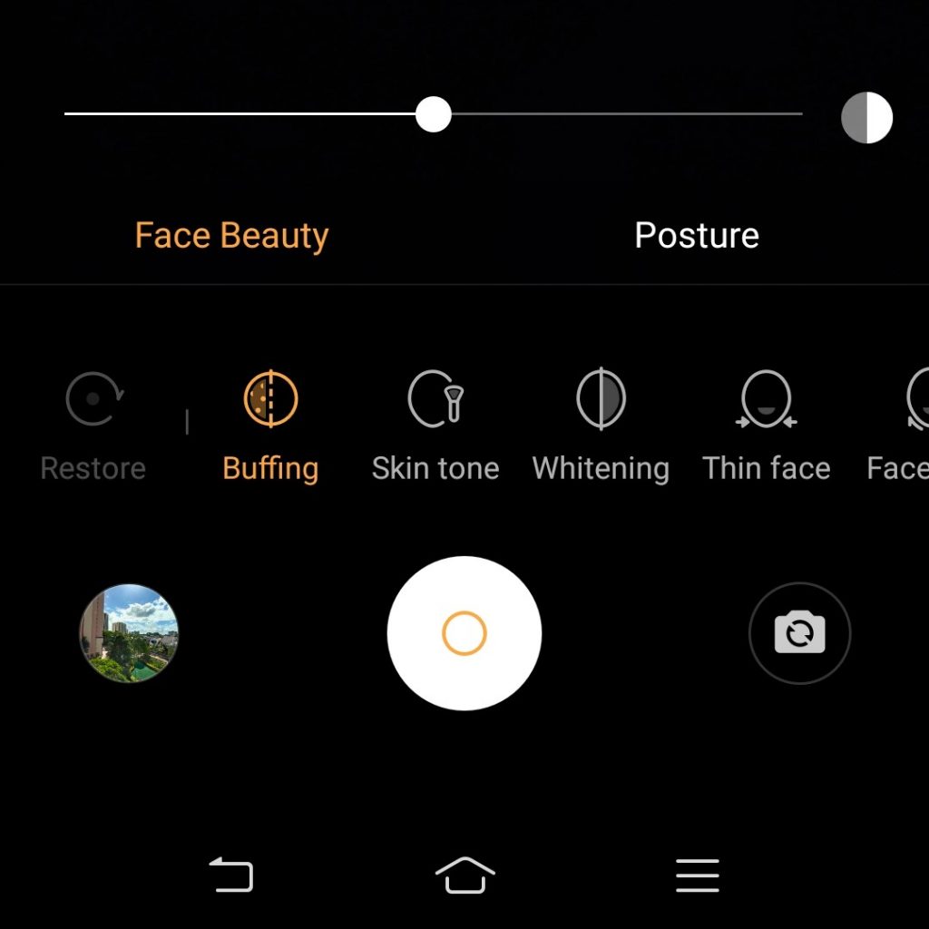 Screenshot of Face Beauty feature on Vivo V17 Pro