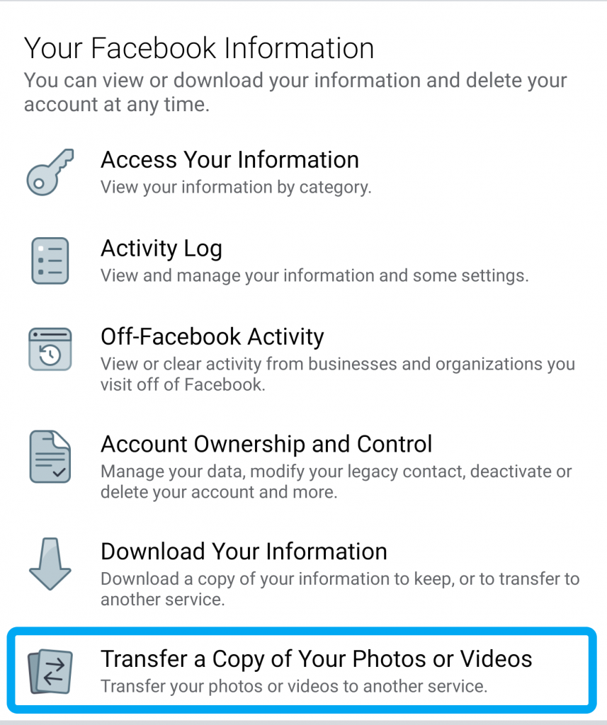 Transfer a Copy of Your Photos or Videos