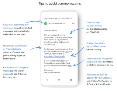Google's tips to avoid COVID-19 online scams