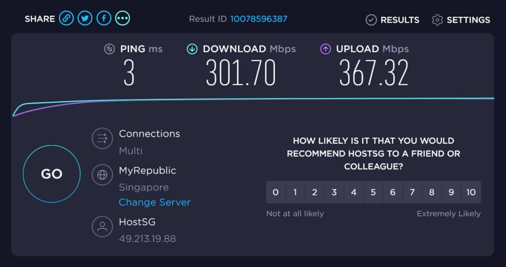 Norton VPN Speed Test (Singapore Server)