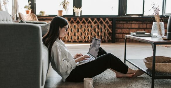 Girl using a laptop