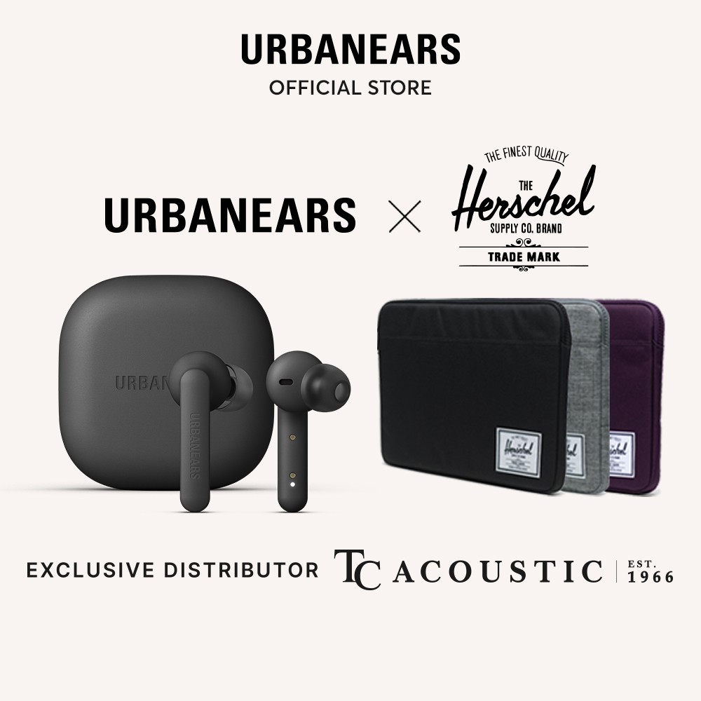Urbanears Alby Charcoal Black True Wireless Earphones + Herschel Anchor Laptop Sleeve