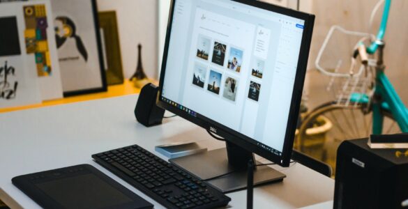 Monitor On Desk With Keyboard