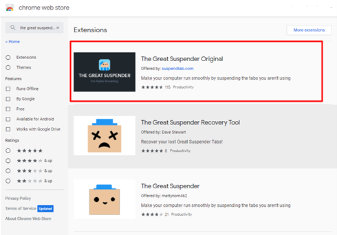 Chrome Web Store The Great Suspender