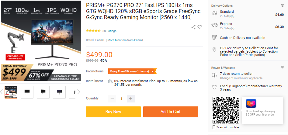 PRISM+ PG270 PRO Gaming Monitor
