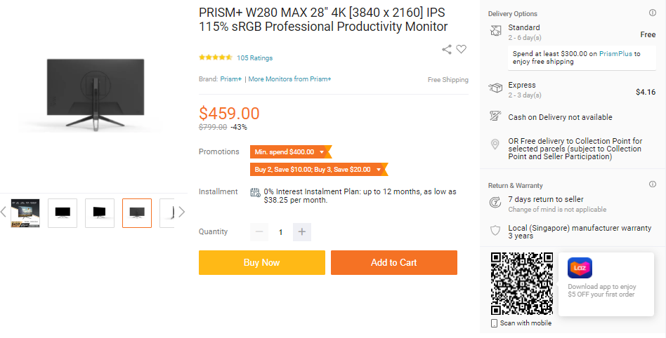 PRISM+ W280 MAX 4K sRGB Professional Monitor