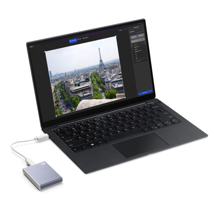 Seagate One Touch SSD with laptop