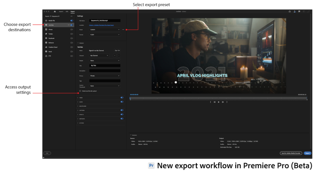 Export Enhancements in Premiere Pro Public Beta