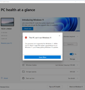 PC Health Check - Windows 11 Compatibility