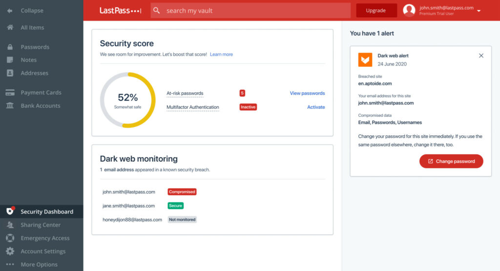 LastPass Password Manager (Dashboard)